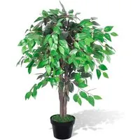 vidaXL Birkenfeige Ficus Benjamini Kunstpflanze - Künstliche Pflanze, 90 cm hoch mit 420 realistisch aussehenden Blättern, ideal für Allergiker und perfekt für Innen- und Außendekoration.