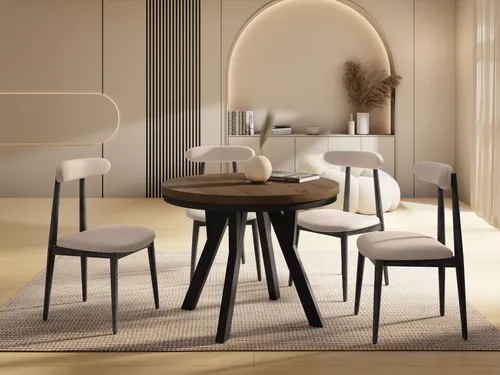 Vero Neo Runder Ausziehbarer Esstisch XXL – Flexibler Tisch mit Holzbeinen und Metallring - VIELSEITIGER ESSTISCH – Ideal für den Alltag, das Wohnzimmer oder das Homeoffice. Mit stabilen Holzbeinen und hitzebeständiger Tischplatte bietet dieser Tisch Platz für 4 bis 14 Personen. Perfekt für gesellige Abende oder Familienfeiern.