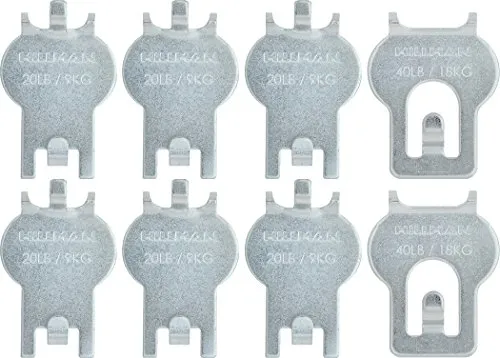 HIGH & MIGHTY 515314 Bilderaufhänger Vorteilspackung, einfache werkzeugfreie Trocken-Wandkunstaufhänger für Kunstwerke, Fotos und Spiegel, hält bis zu 9 kg - 18 kg, 8 Stück, Stahl