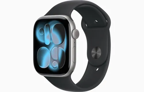 Apple Watch Series 11 (2025) GPS 46mm in Grau mit Schwarz S/M Armband