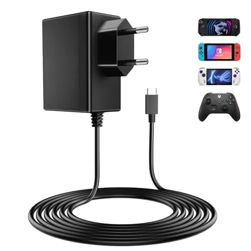 NEUTYPECHIC 39W Ladekabel für Nintendo Switch, 1.5M 5FT Switch Netzteil Kompatibel mit Nintendo Switch, Switch Lite, Switch OLED, Switch Deck Dock, Switch Pro Controller, Unterstützt TV Modus