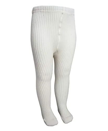 Weri Spezials Baby und Kinder Strumpfhose 100% Baumwolle für Mädchen und Jungen 2:2 Rippe, noch mehr Natur auf der Haut. (74, Creme)