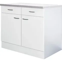 Flex Well Unterschrank Wito - 100 cm, Schublade & Drehtür - Küchenschrank in Weiß mit praktischer Schublade und Drehtür, ideal für optimalen Stauraum in Ihrer Küche.