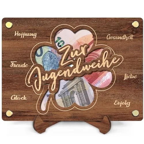 Zur Jugendweihe Geldgeschenk - Geld Geschenke aus Holz inkl. Ständer zum Geburtstag Hochzeit Reise Geldgeschenke Verpackung Mit Grußkarten
