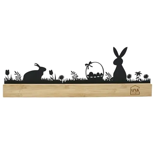UNUS Ostern Aufsteller schwarz Holz Metall Osterhasen Oster-Silhouette Osterdeko