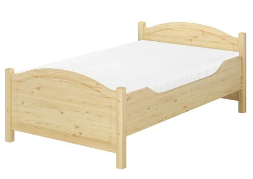 ERST-HOLZ Massivholzbett Überlanges Senioren-Einzelbett Breit 120 x 220 cm Extra Hoch Kiefer, Kiefer farblos lackiert