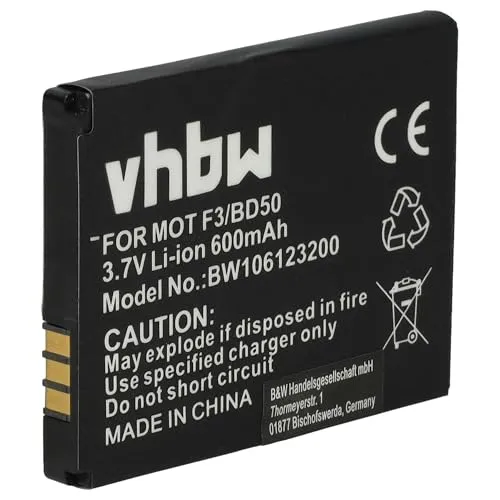 vhbw Akku kompatibel mit Motorola MotoFone F3 schnurlos Festnetz Telefon (600 mAh, 3,7 V, Li-Ion)