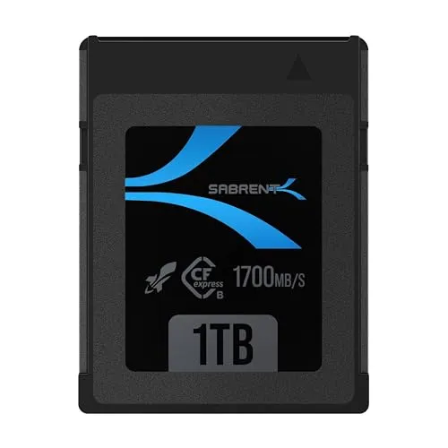 SABRENT CFexpress Typ B Speicherkarte 1TB für Profis 1700 MB/s Lesen, 1500 MB/s Schreiben - CF Express Memory Card Ideal für 8K RAW Video, DSLR & spiegellose Kameras (CF-XTBT-1TB)