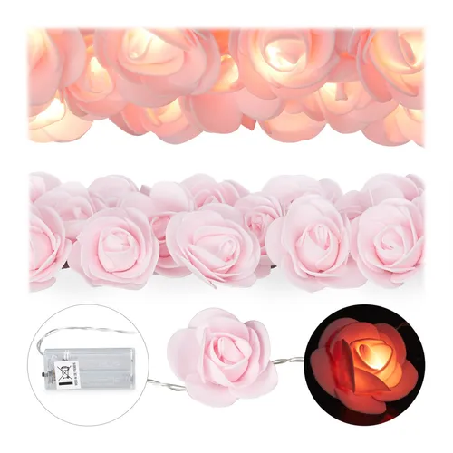 Rosen Lichterkette Blumen Lichtgirlande 20 LEDs - Weihnachtsbeleuchtung mit 20 warmweißen LEDs, ideal für eine romantische Atmosphäre in jedem Raum und perfekt für Partys oder besondere Anlässe.