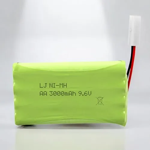 9.6V 3000-mAh Ni-MH Akku, kompatibel mit Tamiya KET 2P Stecker, 8 AA Akkupack Zellen, Battery für RC Panzer, Auto, Bagger, Crawler, Boot, Schiff, Elektroauto, Gelände-Fahrzeug, Steuerkasten, Spielzeug