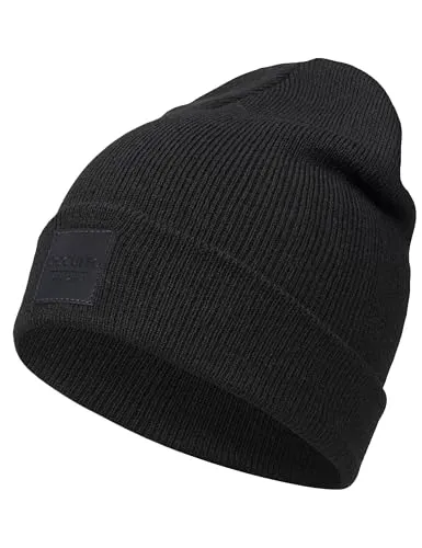 Occulto Leatherpatch Winter Mütze Beanie Black1