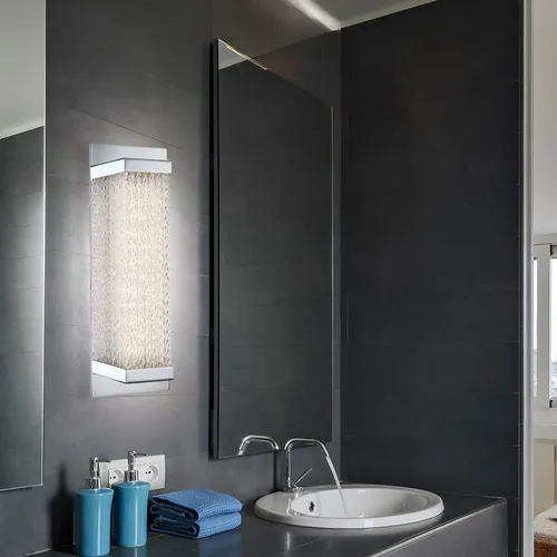 Moderne Wandleuchte mit LED in Silber - Ideal für Schlafzimmer und Wohnzimmer - Elegante Wandlampe aus Metall und Glas, warmweißes Licht für gemütliche Atmosphäre. Perfekt für jeden Raum, inklusive Küche und Flur. Einfache Wandmontage.