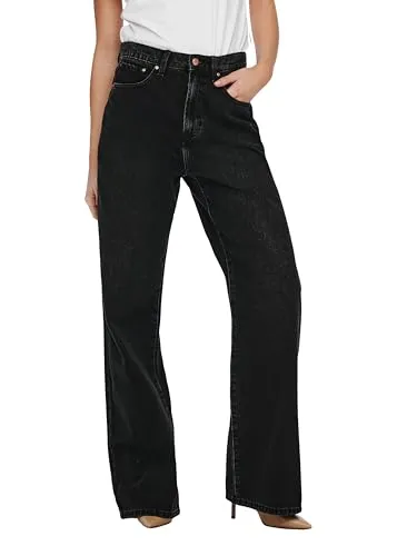 ONLY Female Jeans ONLHOPE - Weite Beine & Hohe Taille - Damen-Hosen mit weitem Bein und hoher Taille, aus 100% Baumwolle für höchsten Tragekomfort und lässigen Style.