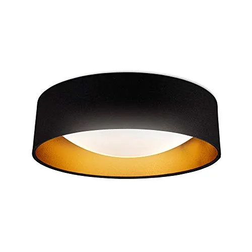 B.K.Licht Deckenleuchte LED 40x11cm - Schwarz-Gold mit Sternenhimmel - Lampen: Stilvolle LED-Deckenlampe mit 18W und 2200lm, sorgt für neutralweißes Licht (4000K) und erzeugt einen sanften Glitzereffekt durch den Textilschirm.