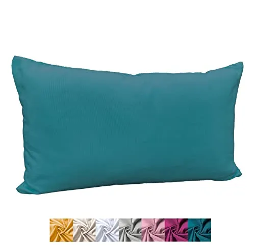 heimtexland ® Deko Kissenhülle Baumwolle Kissen Bezug Natur Dekokissen Typ849 Petrol 30x50 cm