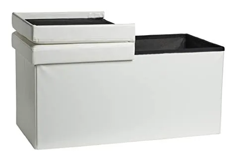 ECHTWERK Sitzbank Flex, Polsterbank mit Kunstlederbezug, Hockerbank mit Stauraum, Aufbewahrungstruhe rechteckig, Deckel abnehmbar, weiß, 38x76x37,5