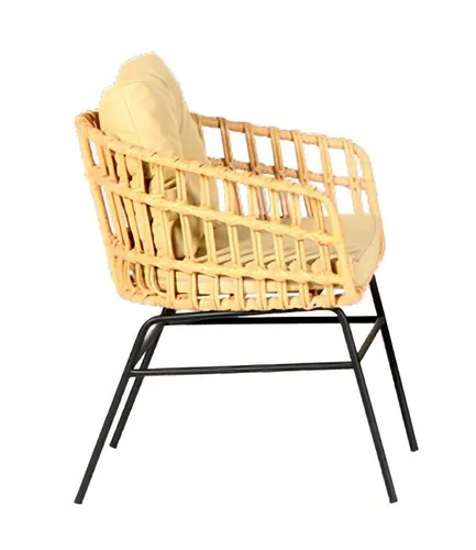 Sessel Rattan für Garten und Terrasse – Beige - Eleganter Sessel aus Rattan mit bequemen Kissen, ideal für den Einsatz im Freien. Perfekt für Lounge-Bereiche auf Balkon und Terrasse, robust und stilvoll.