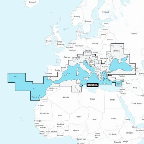 NAVIONICS Unisex-Adult NN-774 NAEU643L-MEDITERRANEAN & Black SEA EU643L-LARGE, Blanc/bleu, Standard
