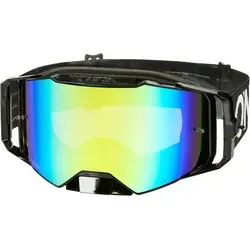 ONeal B-55 Cram Crossbrille, verspiegelt - Schwarz/Weiß/Neon-Gelb - Sportbrillen für höchste Ansprüche im MX- und MTB-Bereich, mit maximalem Sichtfeld, 100% UV-Schutz und ergonomischer Passform für optimalen Komfort.
