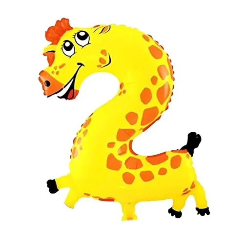 Folienballon Zahl 40 cm im Tier-Design für Luftbefüllung - für Geburtstag Hochzeit Party - Ballon im Zahlen-Design Jubiläum Geschenk Luftballon Zahlenballon riesen Nummer Deko Kinder Deko (Zahl 2)