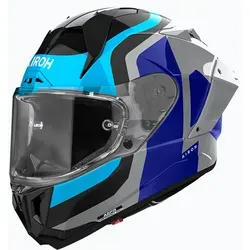 Airoh GP 800 Competition Integralhelm - Grau/Schwarz/Blau/Hellblau - XL - Motorradhelm mit aggressivem Design und HPC Carbon-Schale für optimale Sicherheit und Leichtigkeit. Ausgestattet mit herausnehmbarem Visier und fortschrittlichem Belüftungssystem für höchsten Komfort.