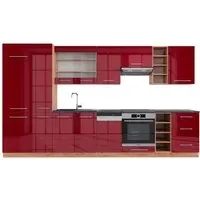 Vicco Küchenzeile Fame-Line, Bordeaux Hochglanz - Küchenzeilen mit flexibler Modulgestaltung, hochwertige MDF-Fronten und Soft-Close-Scharniere für leises Schließen – perfekt für individuelle Küchenlösungen.