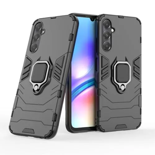 Hülle Handyhülle Kompatibel mit Samsung Galaxy A05s | Handyhülle Stoßfest 360° Drehbarer Ring Ständer TPU Silikon Back Cover | Schwarz