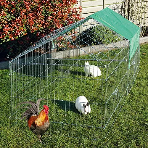 Zooprinz Freigehege mit Sonnenschutz für Hasen und Kaninchen - Kleintierkäfige, wetterfestes und klappbares Gittergehege mit Sonnenschutz für optimalen Freilauf und einfachen Aufbau.