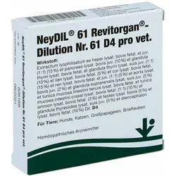 Neydil Nr.61 Revitorgan Dil.D 4 pro vet. Ampullen 10 ml - VitOrgan - Hochwertige Ampullen für die veterinärmedizinische Anwendung, ideal zur Unterstützung der Gesundheit von Tieren.