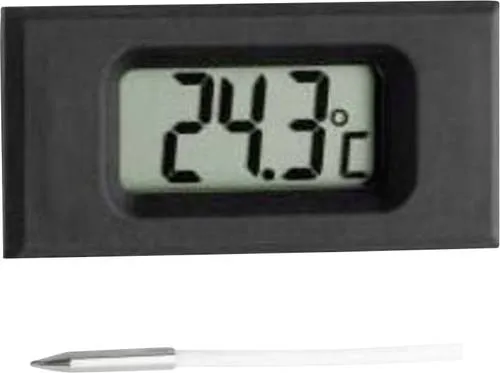 TFA Dostmann Raumthermometer 30.2025 - Küchen-Thermometer mit C/F-Anzeige, präzise Temperaturmessung in elegantem Schwarz