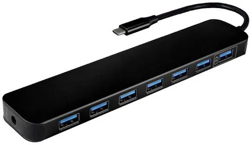 USB 3.2 Gen 1 Hub - 7-fach mit Typ C Anschluss - USB-Hub mit 7 Anschlüssen, ideal für gleichzeitige Verbindungen und hohe Datenübertragungsraten.