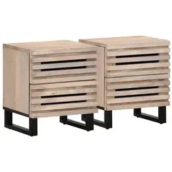 vidaXL Nachttische 2er Set aus gebleichtem Massivholz von vidaXL