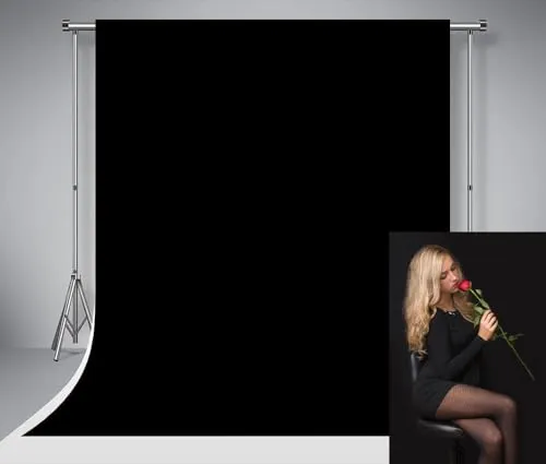 Kate 1,5x2,2m Foto Hintergrund Schwarz Faltbar Microfiber Hintergrund Fotostudio Grundlegender Schwarz Hintergrund