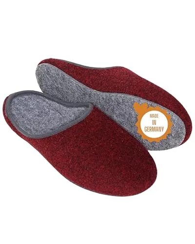 Pantoffelmann Filzpantoffeln Größe 43 - Rote Atmungsaktive Hausschuhe - Hausschuhe aus 100% Polyester-Filz, atmungsaktiv und bequem, ideal für den täglichen Gebrauch. Hergestellt in Deutschland, bieten sie hohen Komfort und stilvolles Design.