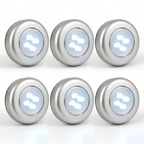 Eaxus® 6er Set LED Unterbauleuchte Touch Selbstklebend - Schrankleuchte/Küchenunterbauleuchte Batteriebetrieben für Küche, Garage & Co.