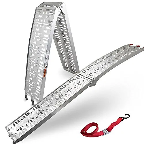 BITUXX Alu Motorradrampe 340kg - Klappbare Auffahrrampe - Laderampe aus Aluminium, leicht und rutschsicher, mit 340 kg Traglast. Ideal für sicheres Verladen von Motorrädern und Mofas, inkl. Gurt zur Sicherung.