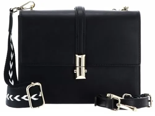 Seidenfelt Lilla Ro Boxy Umhängetasche - 24 cm black/gold - Stylische Umhängetasche mit goldenen Akzenten, die jedem Outfit das besondere Etwas verleiht. Maße: 24 x 18,5 x 7,5 cm, ideal für modische Akzente im Alltag.