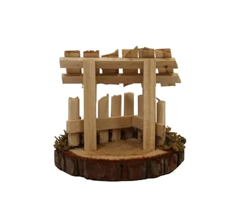 ZICOM Krippenzubehör Miniaturzubehör Miniatur Krippenstall Holzstall Höhe 8,5cm Holz Natur Unikat, Modellbau Puppenhaus