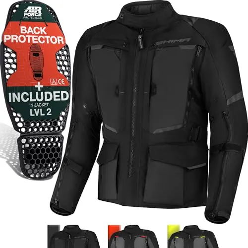 SHIMA Unisex Hero 2.0 Color Jacke Herren Schwarz 4XL - Schutzjacke aus strapazierfähigem Cordura mit Protektoren, herausnehmbarer Membrane und 5 wasserdichten Taschen für optimalen Komfort und Stauraum bei jedem Wetter.