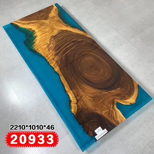 Esstisch River Table Massiv 221x101 cm – Modern & Einzigartig - Eleganter Esstisch für bis zu 8 Personen, mit einzigartigem Epoxidharzdesign in Blau. Ideal für stilvolle Esszimmer und gesellige Abende.