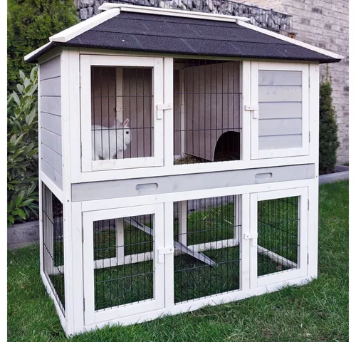 Zooprinz Moderner Kaninchenstall mit Schublade – Ideal für drinnen und draußen