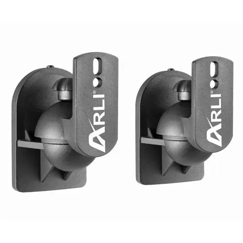 ARLI 2X Lautsprecher Wandhalterung schwarz Universal Wandhalter Halterung Boxen Halter flexibel neigbar drehbar bis 3,5 kg Werkzeuglose Montage Deckenmontage + Wandmontage