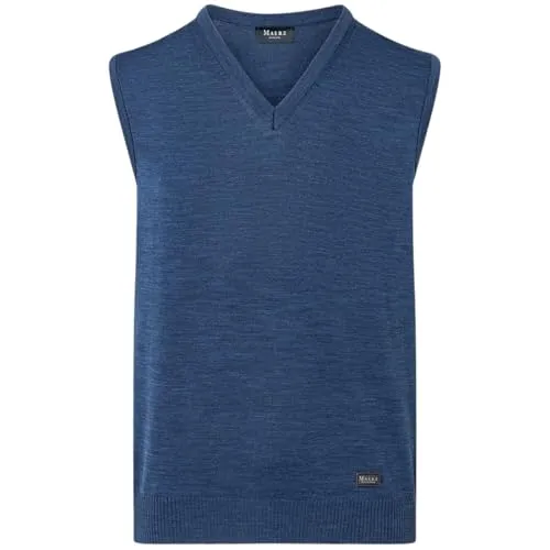 MAERZ Muenchen Pullunder blau 56 / XXL - Herren-Pullover aus 100% Wolle, in klassischem Blau, gerade Passform für optimalen Tragekomfort.