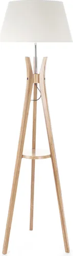Kalo H156 Stativleuchte Weiß - Atmosphera - Stilvolle Stehlampe mit modernem Design, 156 cm hoch und stabil auf 3 Holzbeinen. Ideal für Wohnzimmer und Schlafzimmer, spendet warmes Licht für eine gemütliche Atmosphäre.