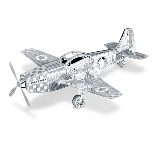Mustang P-51 3D-Metall-Bausatz Silver-Edition Metal Earth 1003