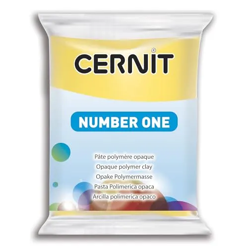 CERNIT CE0900056700C - Block Modelliermasse (Polymer) NUMBER ONE, ofenhärtend, sofort gebrauchsfähig, 56g, für DIY, Schmuck, Figuren, für Einsteiger und Hobbykünstler, Gelb, 1 Stück