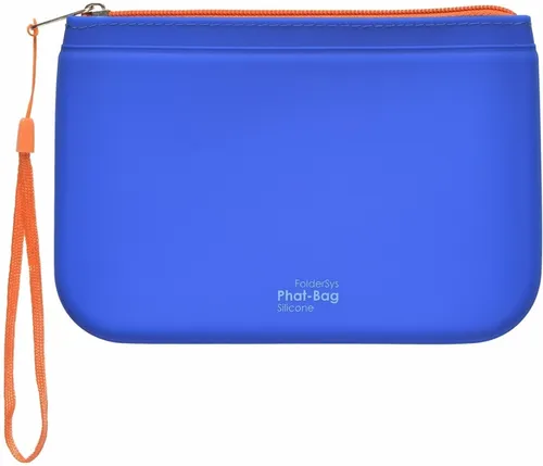 FOLDERSYS Prospekthülle Reißverschlusstasche Phat Bag A6 Silikon blau