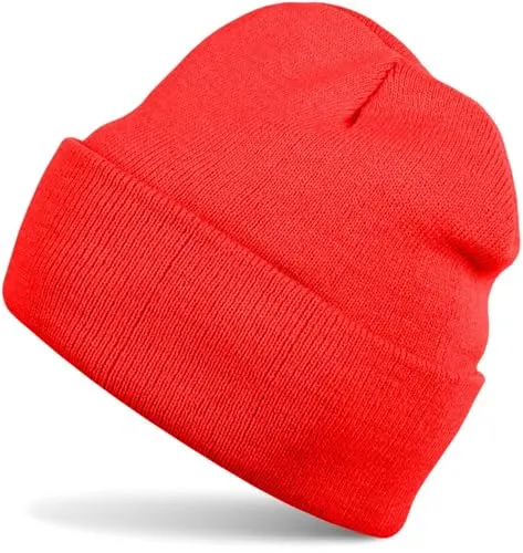 styleBREAKER Kinder Beanie Strickmütze mit breiter Krempe, Feinstrick Mütze doppelt gestrickt, Kindermütze 2-5 Jahre 04024030, Farbe:Rot