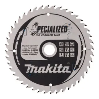 Makita SPECIALIZED Sägeblatt 165x20x44Z - Metallkreissägeblätter, langlebiges Spezialblatt für Laminat, sorgt für konstant hohe Schnittqualität in beschichteten Plattenwerkstoffen.