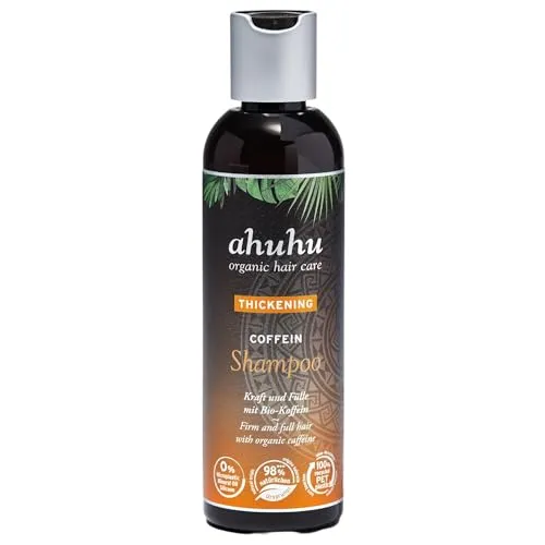 Produktbild ahuhu THICKENING Coffein Shampoo (200ml) – Mit Bio-Koffein & Reisstärke, Stärkt Haarwurzeln & schützt die Kopfhaut, Mehr Volumen für Damen & Herren, Ohne Silikon & Parabene, Vegan